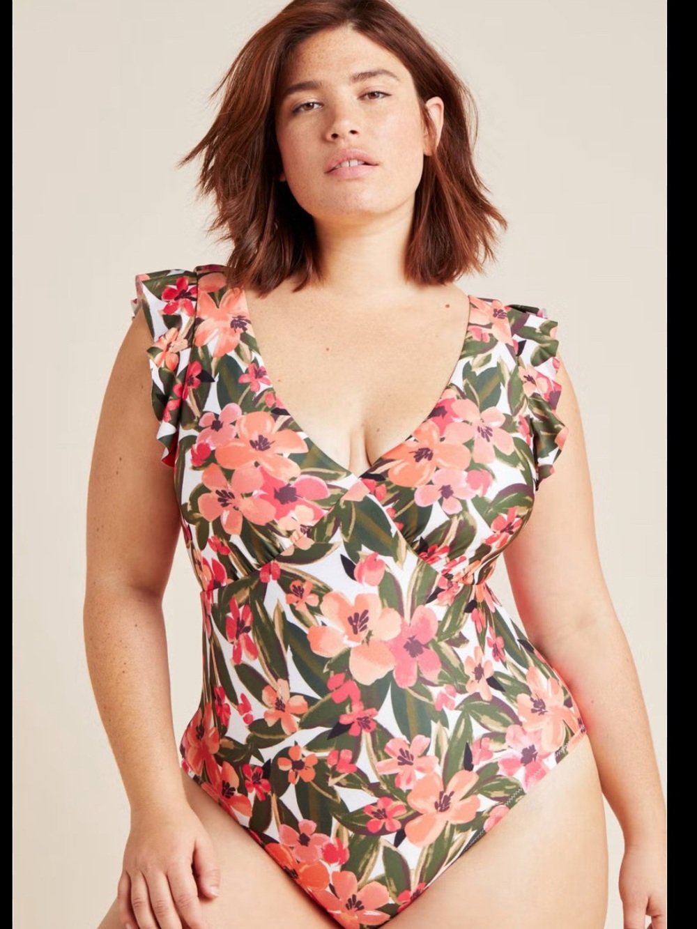 NWOT Plus-Size Anthropologie Floral One-Piece Swimsuit / Cottage Core Swim 2x